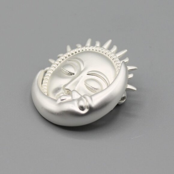 Sun moon jewelry pin brooch sky celestial nature silver white gold tone elegant - Picture 11 of 12